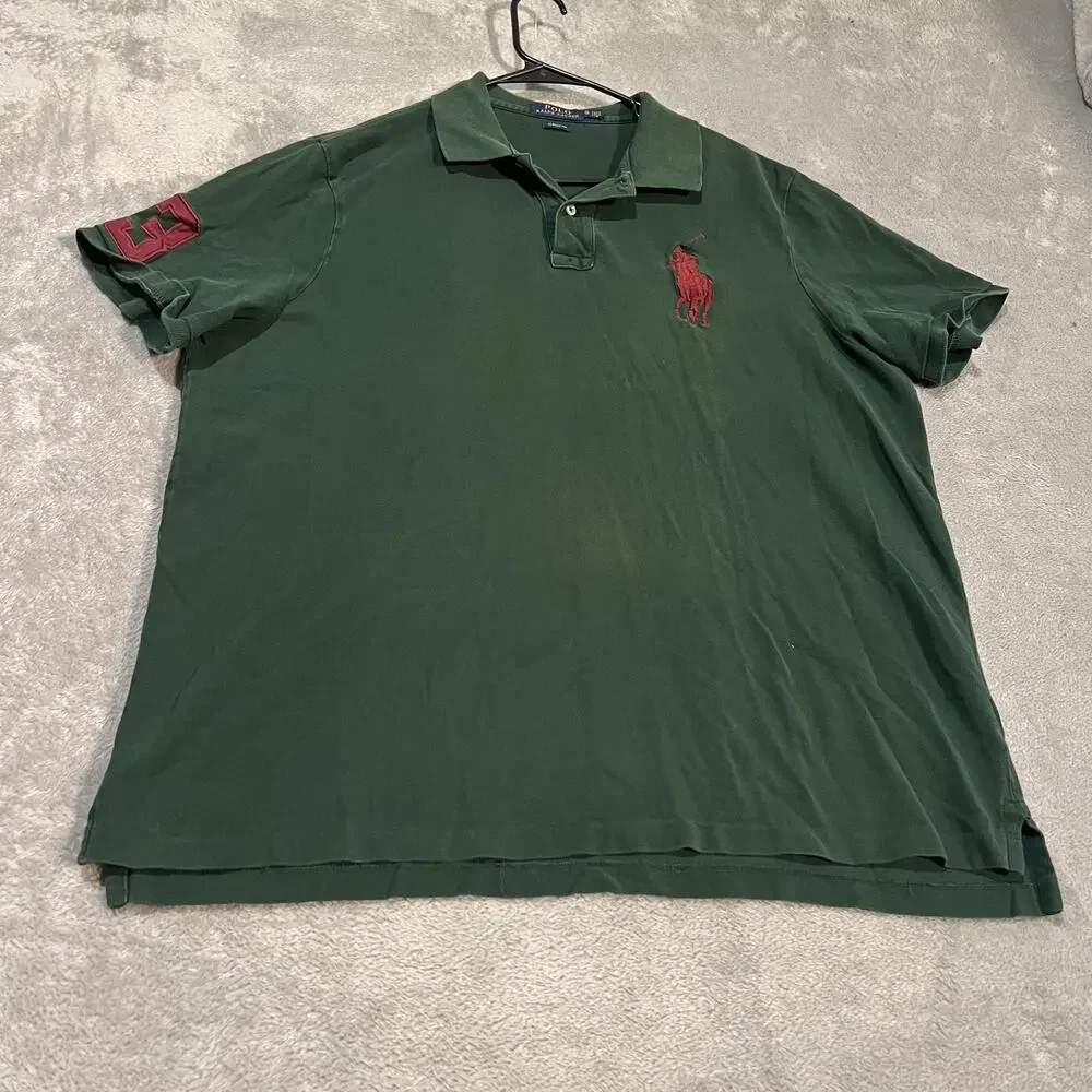 Polo Ralph Lauren Polo Shirt Mens XL Green Big Pony Classic Fit 3 Logo